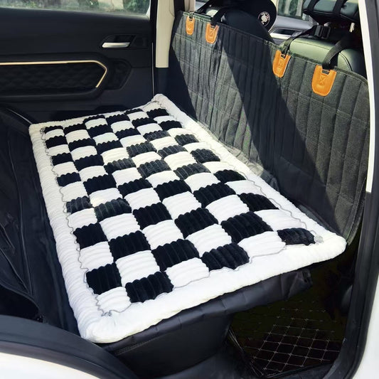 Plaid de protection pour banquette arrière de voiture pour chien blanc et noir ultra doux