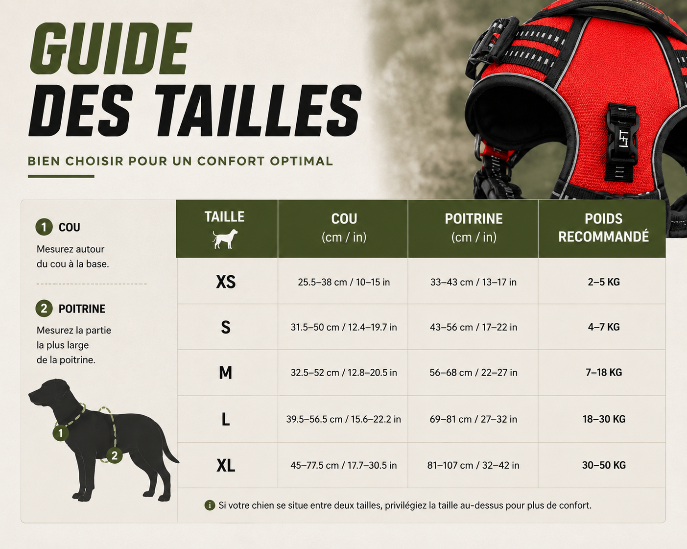 Harnais  réfléchissant & ultra-résistant pour chien