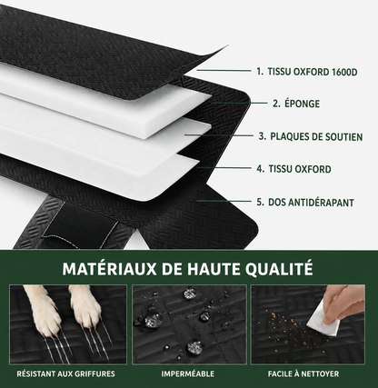 Matériaux de la housse de protection voiture pour chien en tissu Oxford 1600D imperméable et résistant aux griffures
