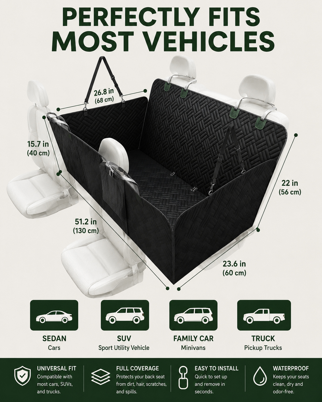 Housse de protection voiture - imperméable pour chien
