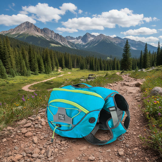 Sac à dos de randonnée pour chien bleu imperméable avec harnais confortable